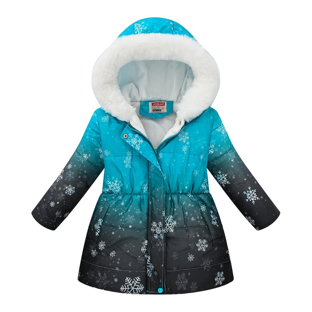 Podzimní Zimní Dětské Oblečení Chlapecké Dívčí Vícebarevný Páskový Potisk Tie-dye Dlouhý Díl Vlasový Límec S Kapucí Bavlněný Kabát Bunda Bavlněný Kabát