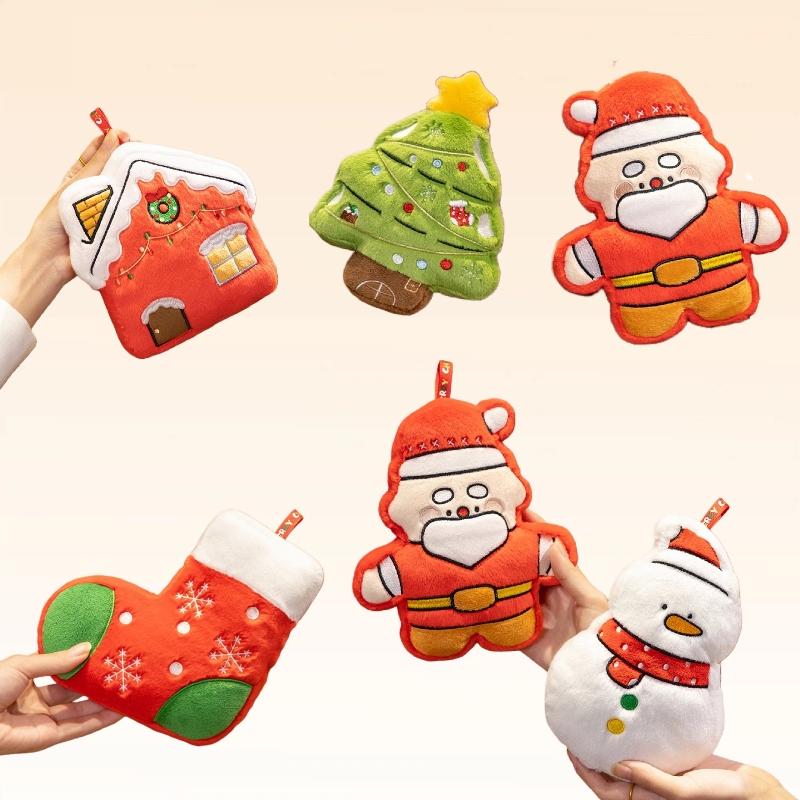 18cm Mini Christmas Series Plush Toy Pendant Stuffed Christmas Tree,Snowman,Santa Claus Soft Doll Christmas Tree Decoration