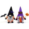 Halloween Gnomes Decorations Scandinavian Tomte Nisse Gnomes Swedish, 2-Piece Fabric Figure Set with Bat, Lettering Hat, and Pumpkin Detail for a