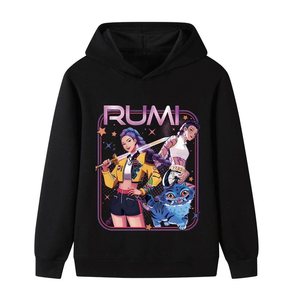 B1249 Kids Boys Girls Kpop Rumi Zoey Mira Print Long Sleeves Hoodie