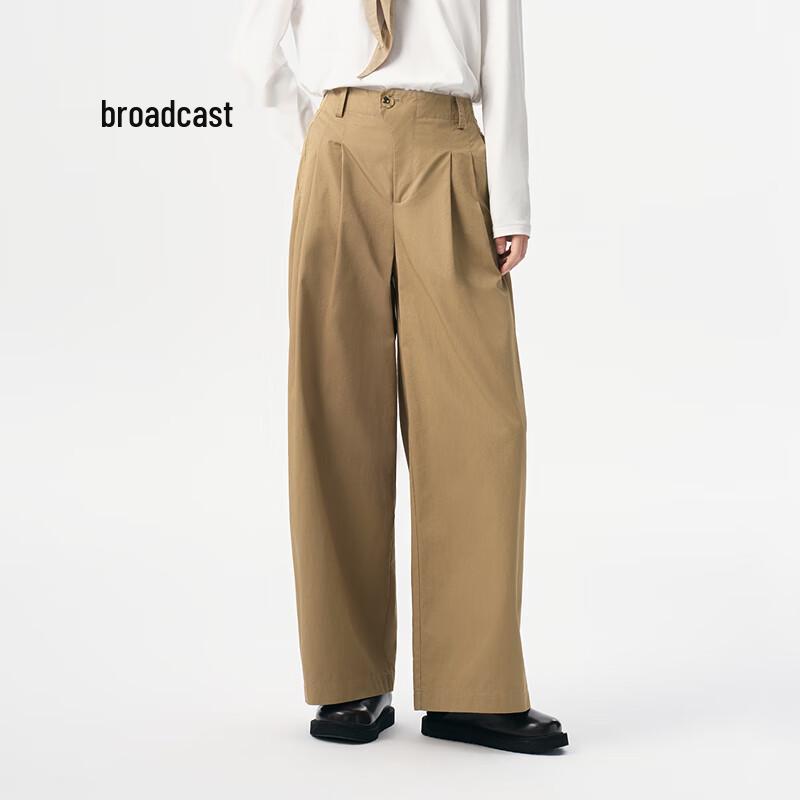 

Broadcast Simple Straight Loose Wide-Leg Casual Trousers M