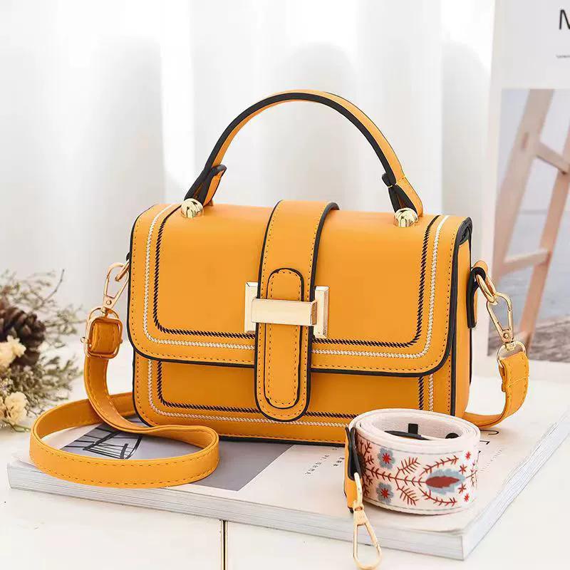 

Fashionable Trendy Women s Crossbody Bag Small Square Handbag Buckle PU Leather Shoulder Bags for Daily Use жовтий