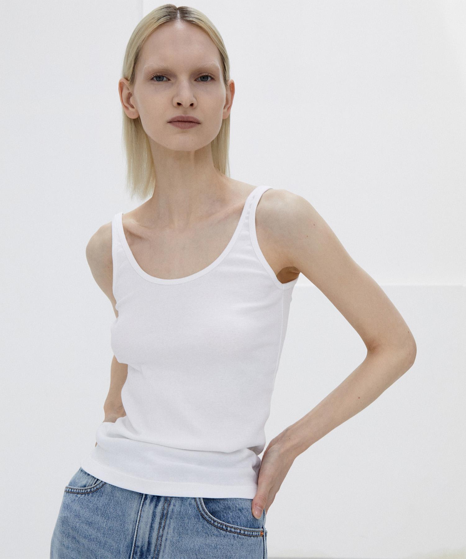 Maroi Cotton Ribbed Sleeveless (White) White