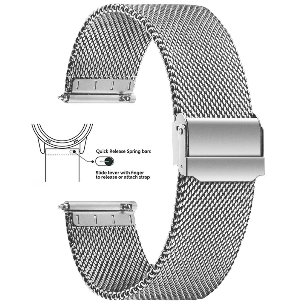 Cinturino per Orologio Milanese in Acciaio Inossidabile a Rete, 8/10/12/13/14/15/16/17/18/19/20/21/22/24mm, Cinturini per Orologio a Rilascio Rapido per Uomo Donna