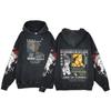 Anime Jujutsu Kaisen Ryomen Sukuna Print Washed Hooded Men Manga Vintage Hoodies Casual Cotton Streetwear Harajuku Sweatshirt