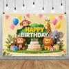 Cartoon Jungle Zoo Children's Birthday Party Decoration Photography Background Cloth Banner