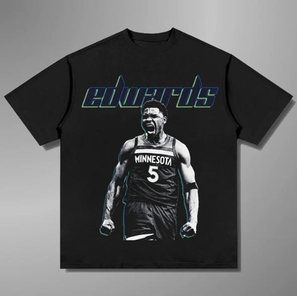 

2025 Summer New NBA Anthony Edwards Y2KT-shirt Cotton Printing Large Size Round Neck Short-sleeved Top T-shirt for Men and Women 4XL