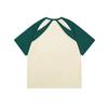 Pure Cotton Off-the-shoulder Color-blocking Light-colored Short-sleeved T-shirt