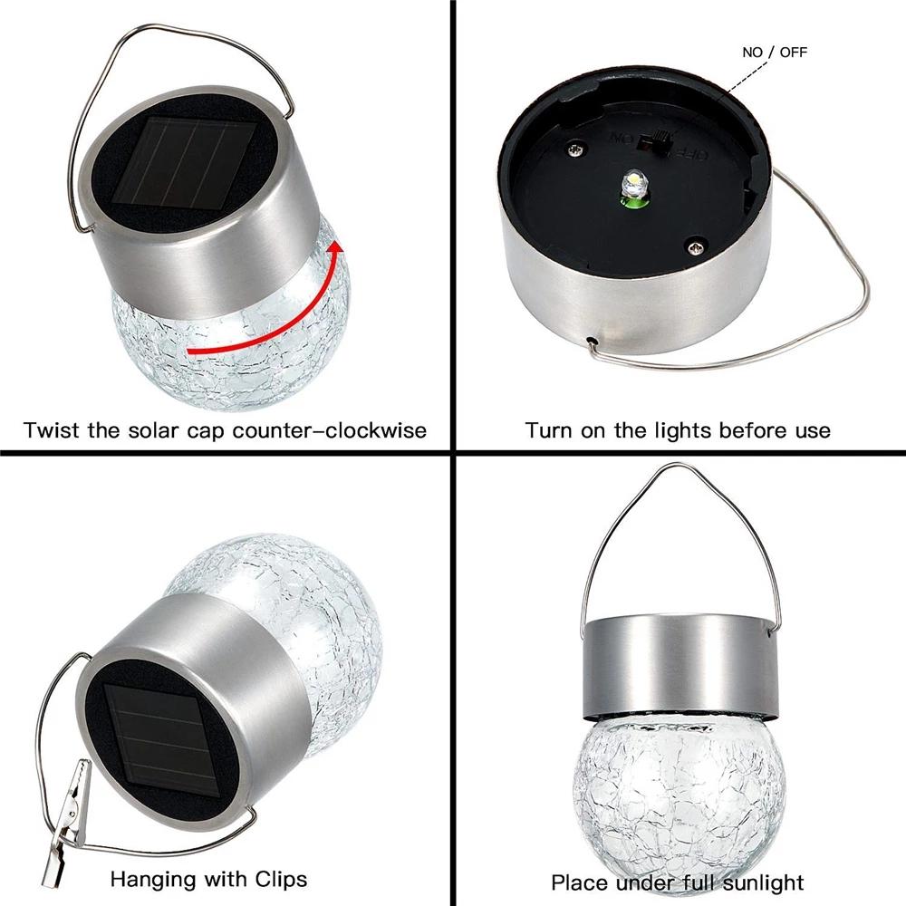Crack Ball Led Solar Light Multi-color Changing Tree Hanging Lamp Party Decor Indoor Outdoor Solar Lantern Dropship