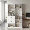 Bookshelf, 6-Tier, 120 x 30 x 200 cm, Storage Unit with 2 Drawers, Perforated Panel, White