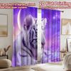2D Flat Printing 2pcs Curtains Cute Tiger Galaxy Fantasy Digital Printed Polyester Drapes Party Decorations for Holiday Home