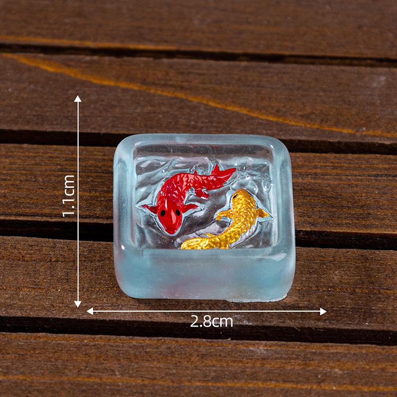 4Pcs/Set Dollhouse Miniature Simulation Koi Fish Tank Dolls House Round Fish Tank Model Dollhouse Mini Furniture Decoration