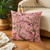 1pc Chinese Floral and Bird Print Pillowcase - Pastel Blossoms Vintage East Asian Decorative Cover