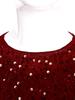 Girls Christmas Glittery Sequin Party Gown Round Collar Long Sleeve High Waist Knee Length Belted Pleated Formal Event Dress