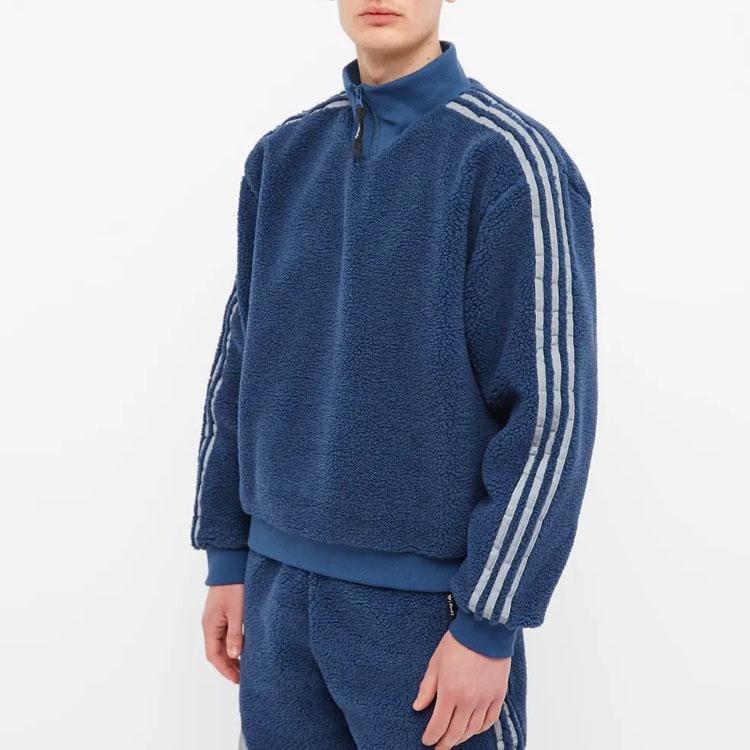 Adidas Originals Trefoil X Blondey Collab Striped Stand Collar Pullover Sweatshirt Men Tops Blue GS9267