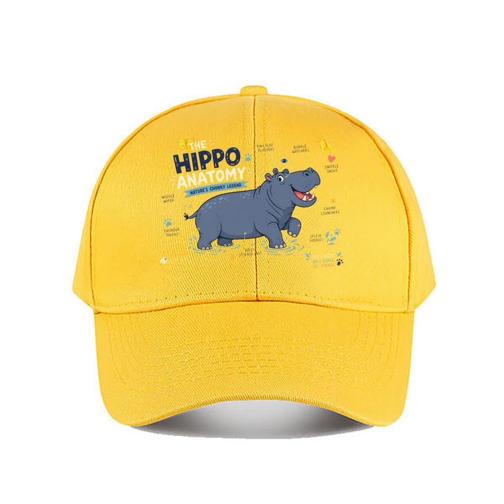 Funny Hippo Anatomy Cartoon Diagram Baseball Cap Fashion Outdoor Sports Sunhat Unisex Snapback Cap Womens