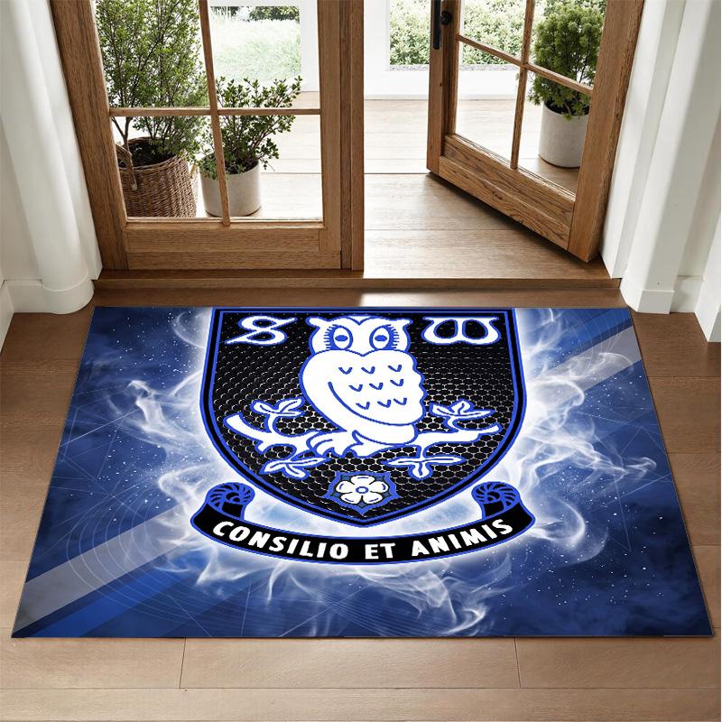 Sheffield Wednesday Design Crystal Velvet Rug Soft Decorative Mat for Bedroom Entrance