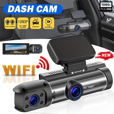 1080P Araba Dvr WIFI Arabalar için Dash Kamera Araç Kaydedici Video Arka Görüş Kamerası Siyah Kutu araba aksesuarları için Çift kamera