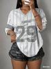 2026 Men Women Stars No.29 Print T-Shirt V-Neck Loose Breathable Short Sleeved Sports Tee Beach T-Shirt Vacation Beach Tops