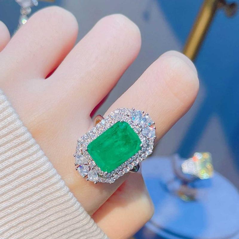 

SACE GEMS классическое кольцо из медного сплава с цирконом женские ювелирные изделия свадебный подарок для вечеринки Open зелёный