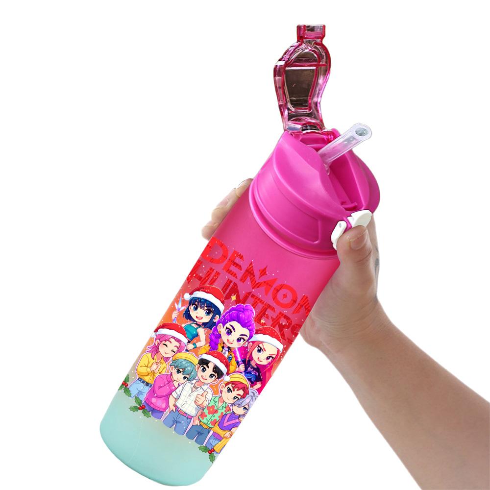 Cartoon Weihnachten K-Pop Dämonenjäger Bedruckte 750 ml Wasserflasche Große Kapazität Trinkbecher Tragbar Outdoor Sport Wasserbecher Kinder Kind Geschenk