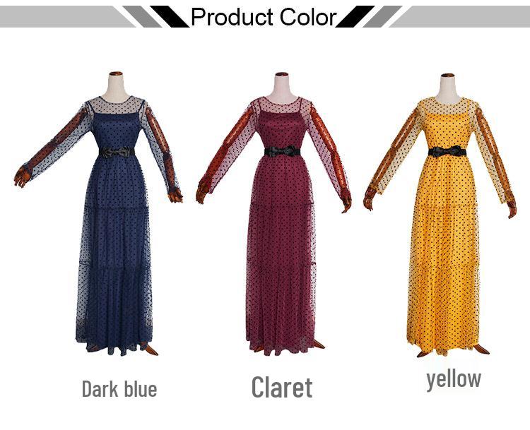 2022 European & American Plus Size Socialite Mesh Polka Dot Evening Dress - Two-Piece