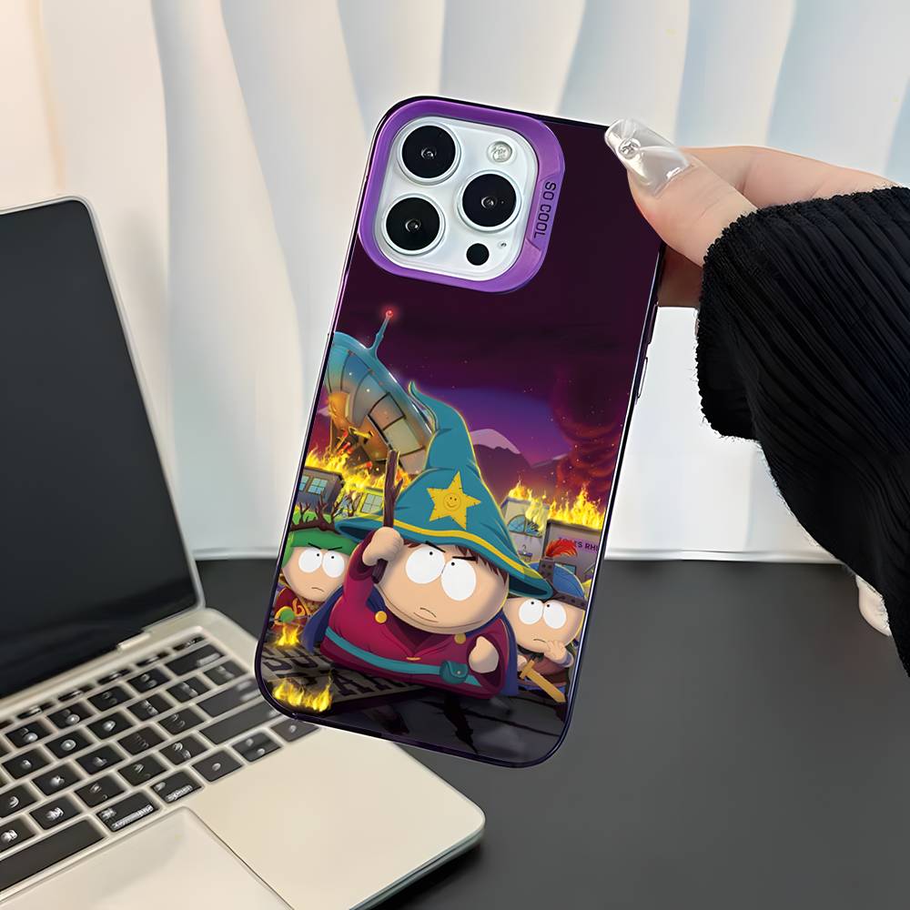 Cartoon Funny S-South-P-Park Phone Case For iPhone 17,16,15,14,13,12,11,Mini,Pro,E,SE4,XS,MAX Purple Candy Matte Cover