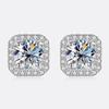Bague Ringen S925 Sterling Silver Fashion Square Silver Needle Earrings Temperament Set 1ct D Moissente Celebrity Earrings