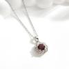 Flower Shape Design Women's Pendant 925 Sterling Silver Necklace Natural Round 6.0mm Rhodolite Garnet Jewelry for Proposal Gifts