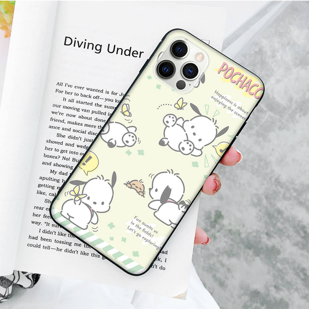 JZ26 Cartoon Pochacco Black Sofe Case for Samsung Note 20 Lite S24 Ultra S23 A03 A05 A06 A11 A71 A15 A16 A13 A24 A25 A33 A52 A53 A50 M55 M35 Plus