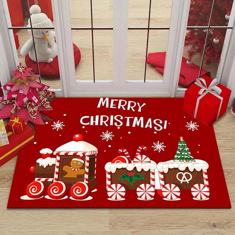 Christmas-Themed Doormat Holiday Atmosphere Entryway Rug Living Room Bedroom Welcome Mat Outdoor Rug Home Decor