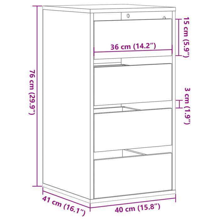 VidaXL Commode d'angle vieux bois 40x41x76 cm bois d'ingénierie, commode à tiroirs, classeur, armoire à tiroirs, armoire de 852868