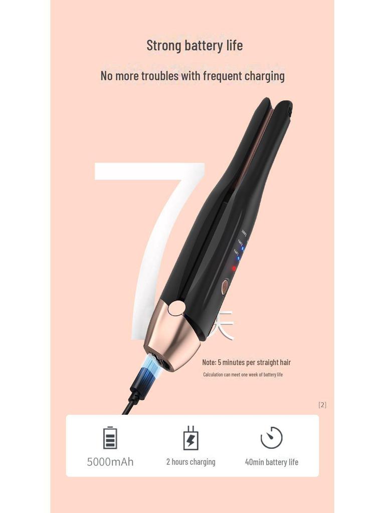 Portable Dual-Use Wireless Hair Straightener with Japanese and Korean Design