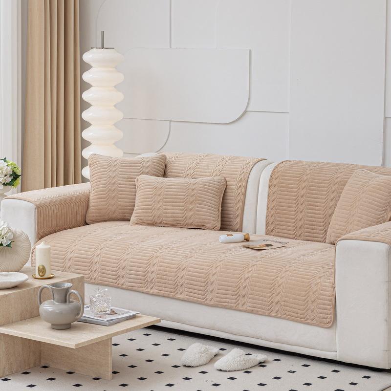Soft Velvet Sofa Cover Universal Sofa Towel Short Plush Sofa Mat Anti -Slip Combination Couch Cushion Slipcover For Living Room