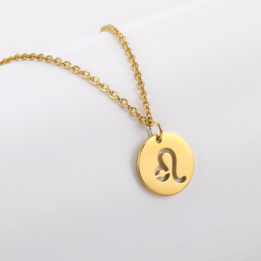Stainless Steel Star Zodiac Sign Necklaces 12 Constellation Choker Pendants Aries Libra Leo Collier Birthday Gift