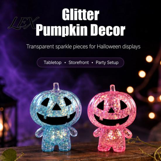 Halloween Stress Relief Toys Glitter Pumpkin Ghost Squeeze Toy, Clear Man Spooky Fidget TOy Sensory Party Favors
