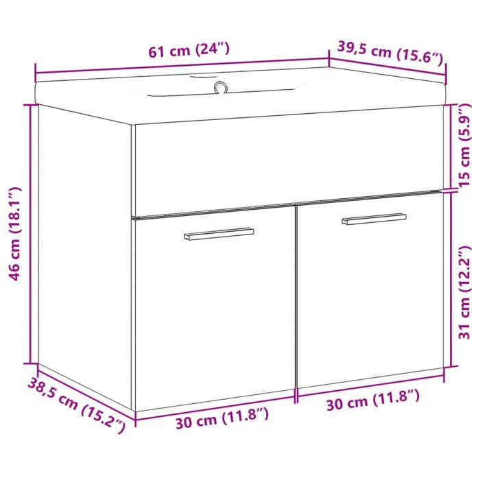 VidaXL Armoire lavabo de salle de bain et bassin intégré chêne sonoma 3324983