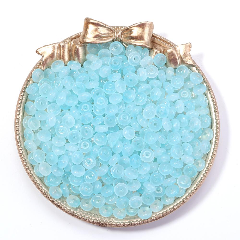 100Pcs/Lot Jelly Color Imitation Jade Glass Beads Abacus Beads Wheel Shape Loose Spacer Beads For Jewelry Making DIY Accessories