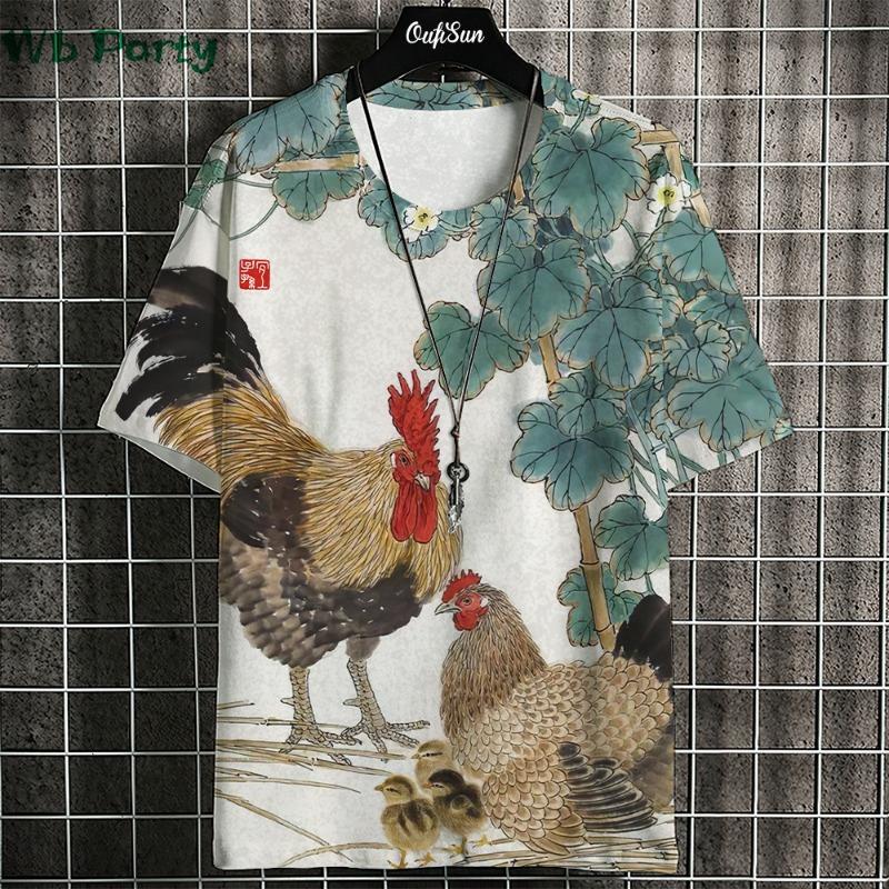 Japanisches Ukiyo-E T-Shirt Herren Tierdruck Grafik T-Shirts Vintage Herrenbekleidung Rundhals Kurzarm Tee Harajuku T-Shirt