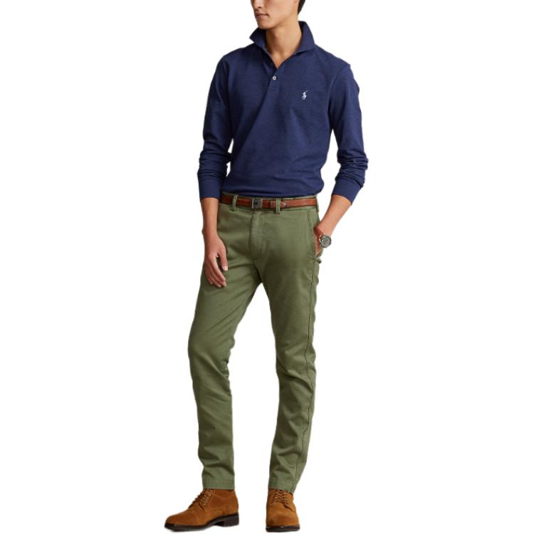Polo Ralph Lauren Polo a Maniche Lunghe Slim Fit Ricamata con Logo Solido Uomo top Blu Profondo MNPOKNI16821472-410