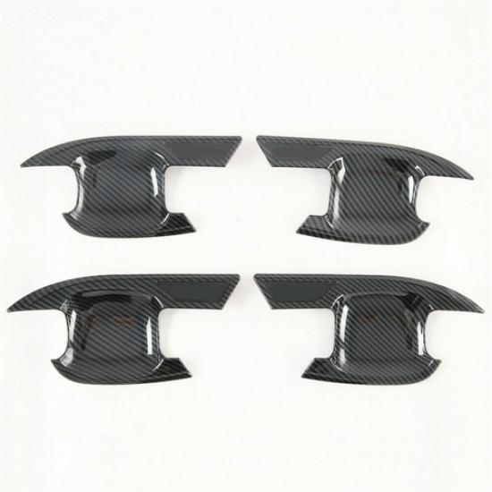 Carbon Fiber 4X Exterior Door Handle Bowl Cover Trim For Ford Explorer 2020-2022