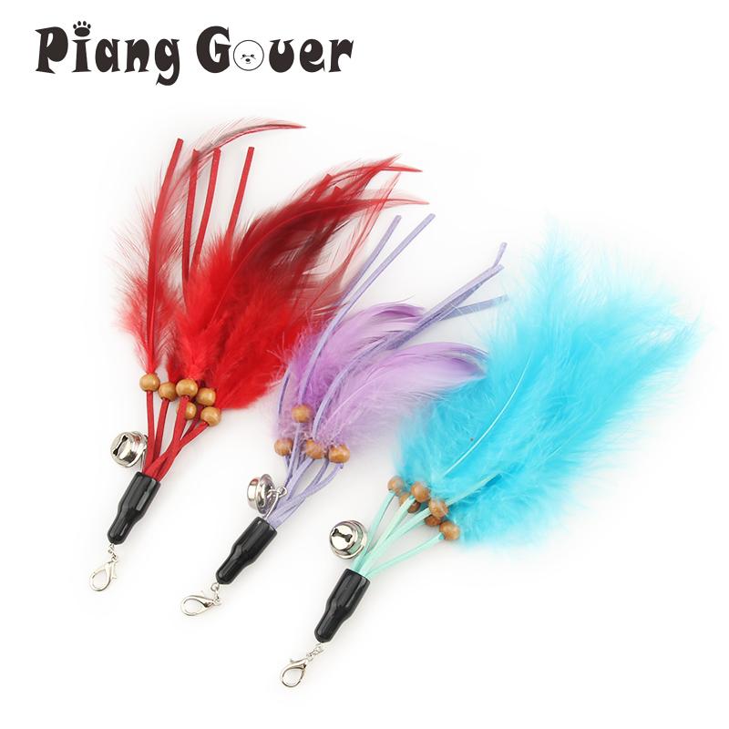 DIY Cat Toy Accessories Feathers Funny Cat Stick With Wooden Handle Replacement Pet Toy Accessories