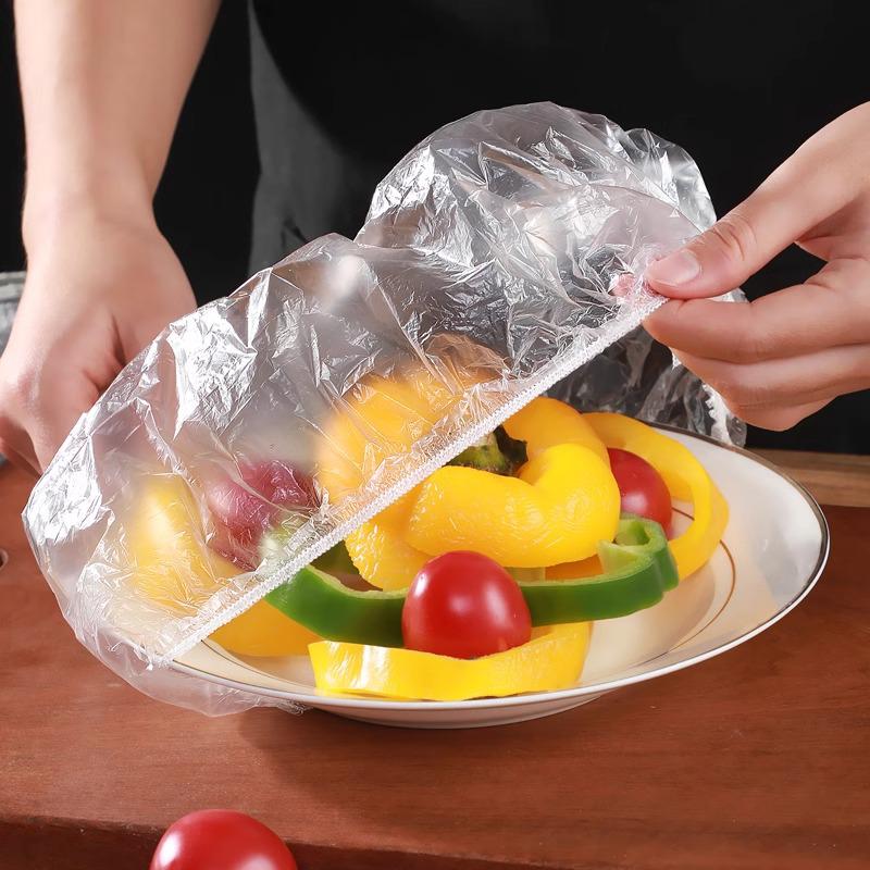 Disposable Elastic Food Bowl Covers, Fridge-Safe and Food-Grade, Bath Cap Style.