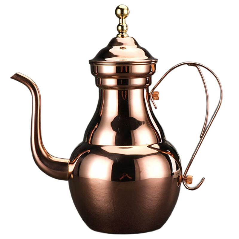 ABKW-Нержавеющая сталь Чайник с длинным носиком Цветочный чайник Чайник Тонкий чайник Гостиничный чайник с фильтром Ресторан Чайник для пузырькового чая