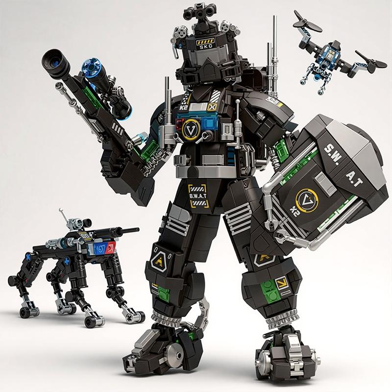 Linyi Toy High-Quality Giant 2In1 High-Quality Transformable Mechanical Machine High-Quality Building High-Quality Blocks High-Quality Swat High-Quality Mecha