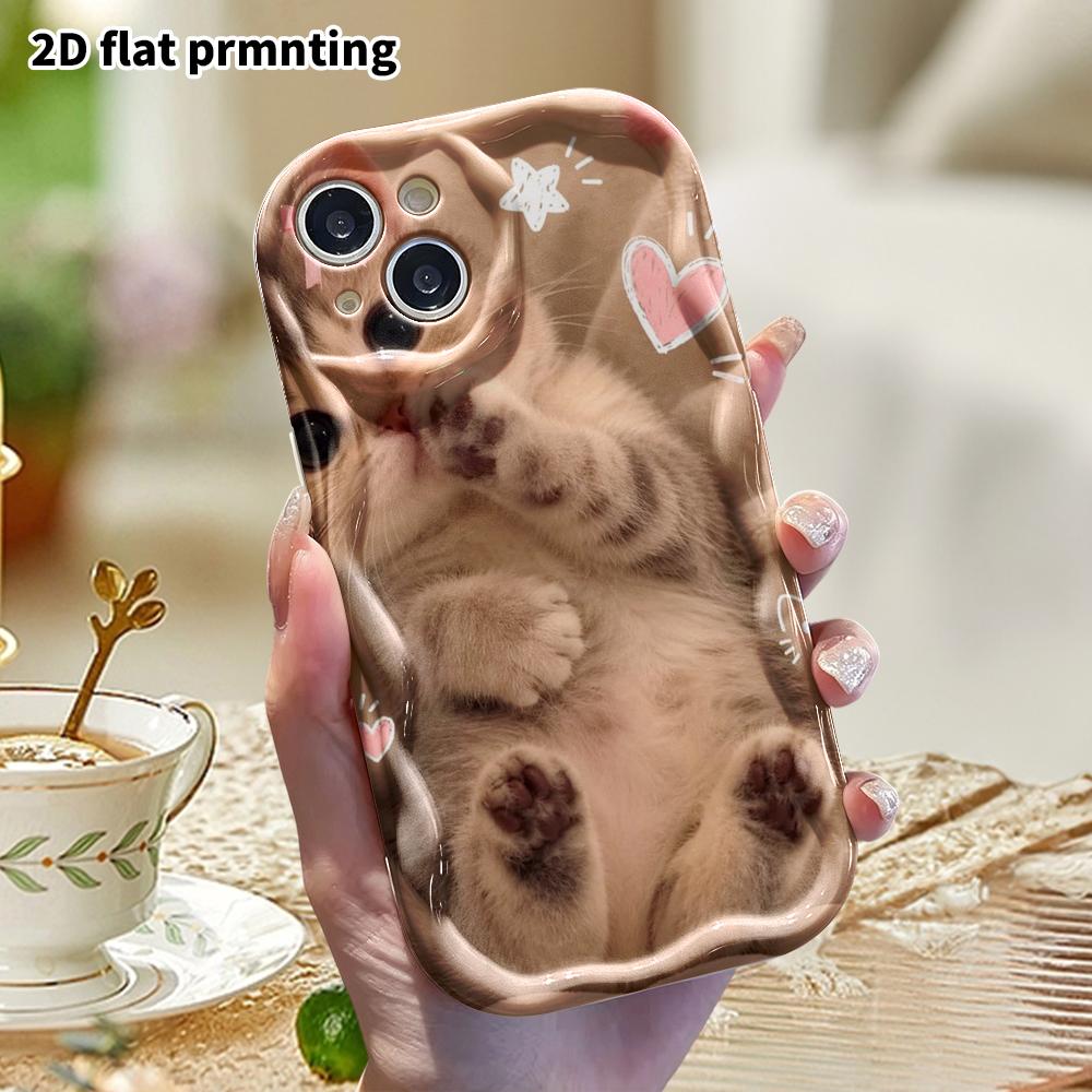 Phone Case: 2D Flat, Fits iPhone 12Pro, 13, 14, 15, 16, 17, 18, Phone Decoration, Short-legged Kitten, Perfect for Christmas and Halloween Gifts