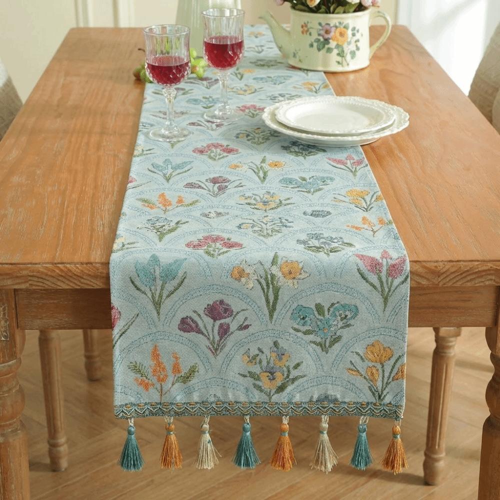 New American Retro Table Runner 33x183 cm Polyester Table Dust Cover Pastoral Style Flower Sideboard Cover Home Decor