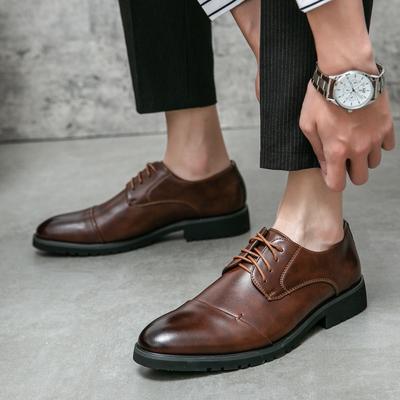 Leather Shoes Formal Business Leather Shoes Summer Breathable British Style Casual Thick Soles To Increase The Height Of The Groom'S Wedding Shoes