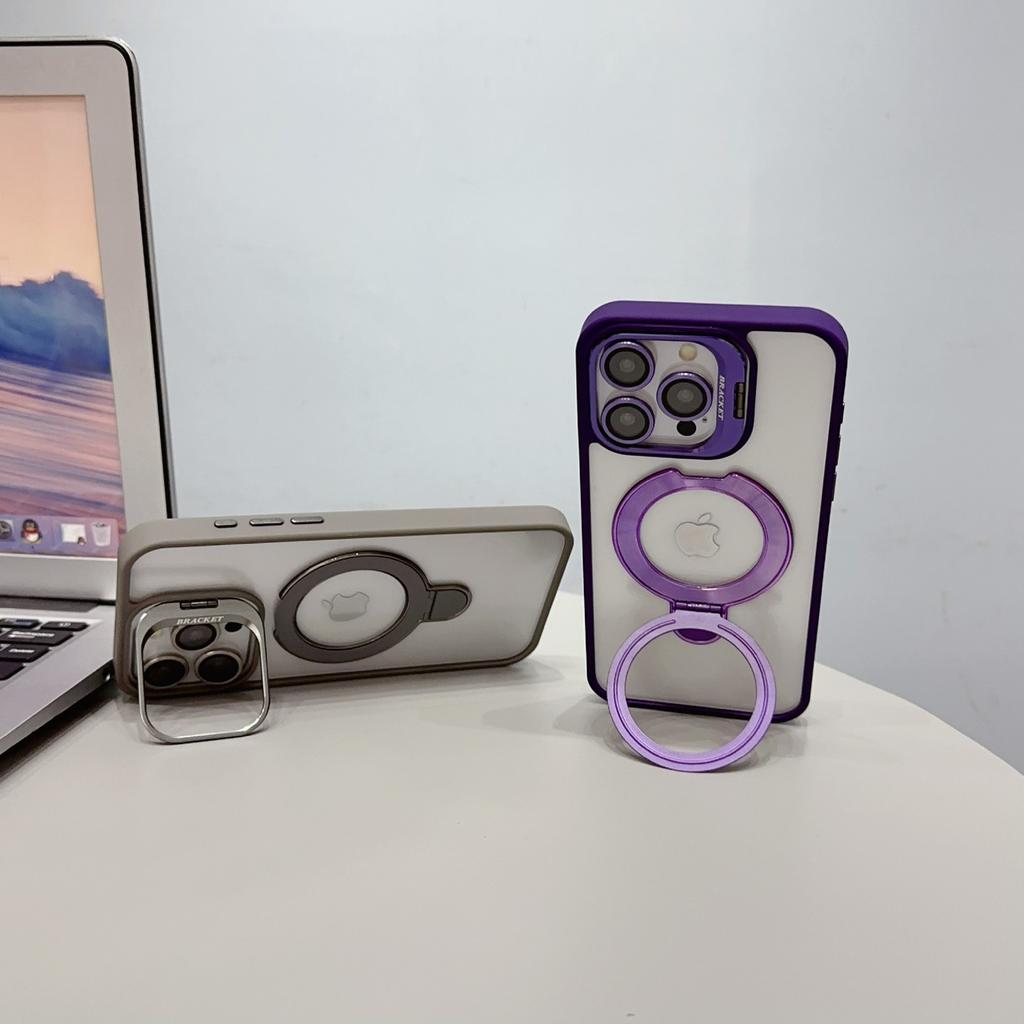 For iPhone 15 Pro Max Case Dual Kickstand Acrylic+TPU Phone Case Compatible with MagSafe