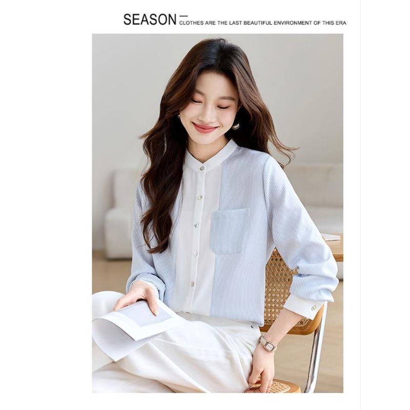 Long-sleeved Shirt for Women Autumn New Korean Style Retro Chiffon Shirt Fashion Shirt